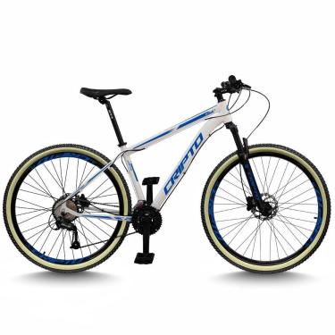 Imagem de Bicicleta Aro 29 Cripto 24 Marchas Freio Disco E Suspensão Pneu Bege - Branco/azul - 19" Branco/azul
