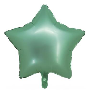 Imagem de BALAO CROMADO ESTRELA C/CANUDO VERDE MENTA 18"