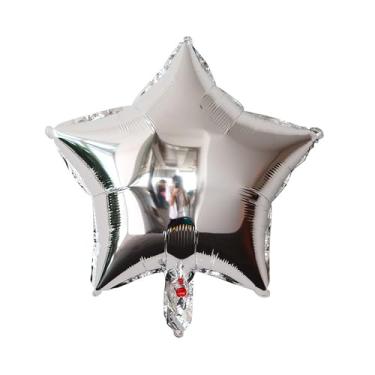 Imagem de BALAO METALIZADO ESTRELA C/CANUDO PRATEADA 5" C/ 6 UNIDADES