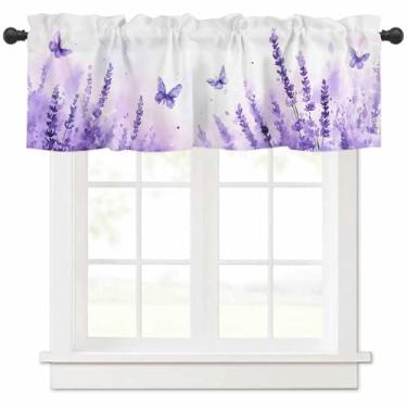 Imagem de Cortinas de sanefa para cozinha, roxo, lavanda, borboleta, sonho, jardim, varão, bolso, janela, sanefas para sala de estar, banheiro, quarto, 106,7 cm L x 30,5 cm C