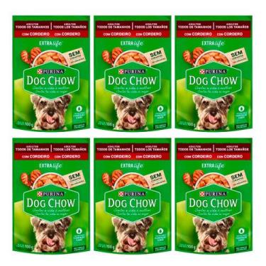 Imagem de Kit 6 Ração para Cães Dog Chow Purina Extra Life Adultos Sabor Cordeir