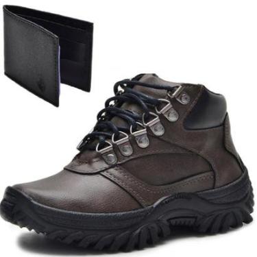 Imagem de Kit Coturno Adventure Cano Médio Infantil Solado Borracha e Carteira-Masculino