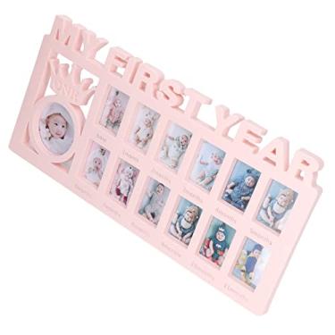 Imagem de Zerodis Porta-retratos de Primeiro Ano para Bebês Recém-nascidos Jardinagem Doméstica Decoração de Casa Decoração Diária Design Diário Com 12 Slots Mensais para Capturar o Crescimento do bebê e Memórias Especiais Ideal (Rosa)
