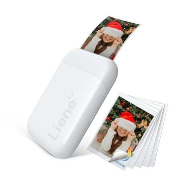 Imagem de Liene Impressora fotográfica de 5 x 7,6 cm, mini impressora fotográfica com 5 papéis fotográficos adesivos Zink, Bluetooth 5.0, compatível com iOS e Android, impressora portátil colorida mono