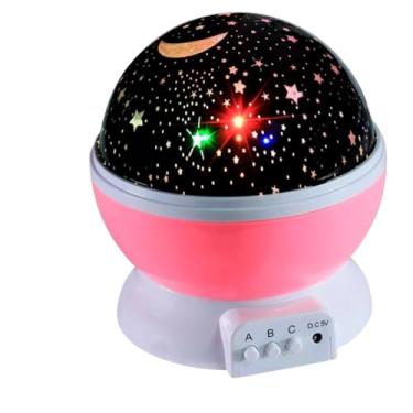 Imagem de Projetor de Estrelas Rotativo, Luminária Noturna LED com Luz Colorida, Base Rosa, Controle de 3 Modos, Decoração para Quarto Infantil