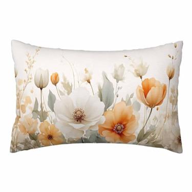 Imagem de Nicokee Capa de almofada floral aquarela buquê de flores, capa de almofada de poliéster decorativa para sofá, quarto, sala de estar, tamanho Queen 50 x 76 cm
