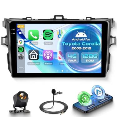 Imagem de Orderich Rádio automotivo Android 4G + 128G para Toyota Corolla 2009-2013 com carro sem fio CarPlay Android Auto, tela sensível ao toque de 23 cm, conexão espelhada, navegação GPS, WiFi, Bluetooth, FM
