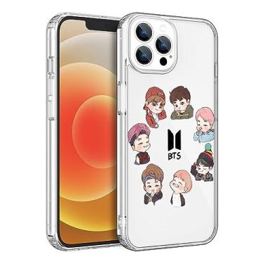Imagem de WWDIYHOUSE Capa compatível com iPhone 16 Pro, design exclusivo legal TPU macio à prova de choque transparente para homens/mulheres/meninas/meninos (Fashion-BTS-5)