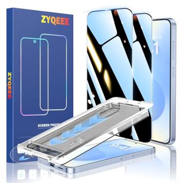 Imagem de ZYQEEE Pacote com 2 películas protetoras de privacidade para Samsung Galaxy S25 [compatível com impressão digital], película protetora de vidro temperado de cobertura total, instalação rápida e fácil