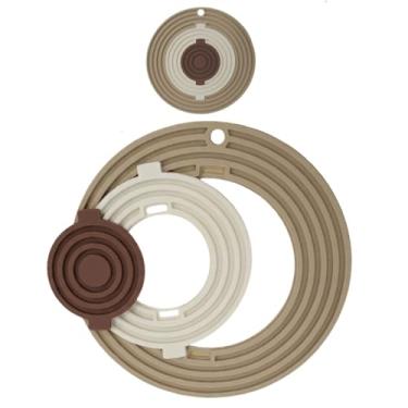 Imagem de Kit com 2 Porta Panela Desmontável 3 em 1 de Silicone Conjunto com 3 Tamanhos (20cm, 12,5cm e 7cm) Descanso de Panela e Copo Antiderrapante Resistente ao Calor Montável e Prático para Cozinha Premium