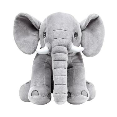 Imagem de Elefante de Pelúcia para Bebês 30cm Original Buba, Cinza, Elefante