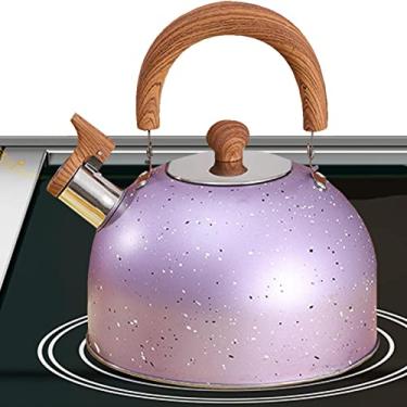 Imagem de apito – 2 L para acampamento, chá, bule assobio, bule chá para fogão, aço inoxidável grau alimentício, chaleira alta para chá, café, leite Hoghaki