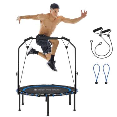 Imagem de Songmic Mini Trampolim Fitness 101 cm, Corrimão, Azul e Preto USTR040Q01