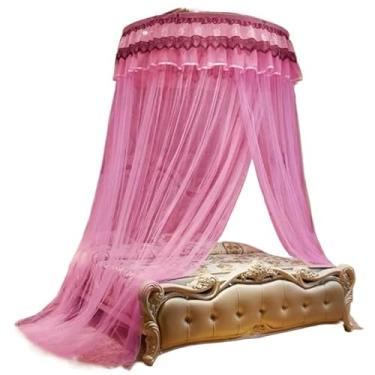 Imagem de Mosquiteiro Teto Casal Gigante com Elástico – Para Cama Casal, Queen e Super King, Fechado Lateral, Microfuros Anti-Mosquito(Lilás)