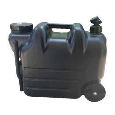 Imagem de UGPLM Recipiente de água para acampamento, tanque de água com, rodas, dispensador de bebidas de grande capacidade, balde para pesca, churrasco de, Preto