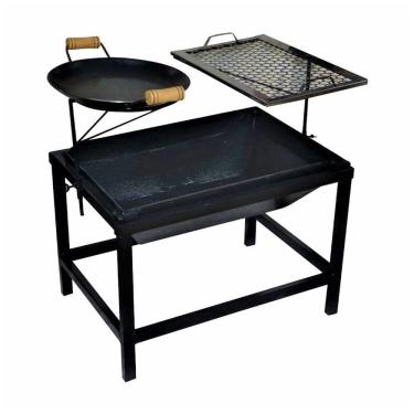 Imagem de Churrasqueira Lareira Quadrada Portátil Picanheira E Grelha