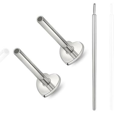 Imagem de limerencia Pino de barra sem fio de titânio para piercing corporal Tragus, 16G/18G/20G, ajuste de pressão, brincos de pino de pressão e costas planas de substituição Medusa Helix para mulheres e