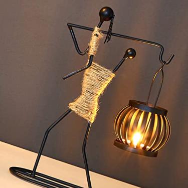 Imagem de Generic Candelabro Delicado Material de Ferro para Velas, Corda de Cânhamo, para Festas Festivas e Celebrações (Tipo C)