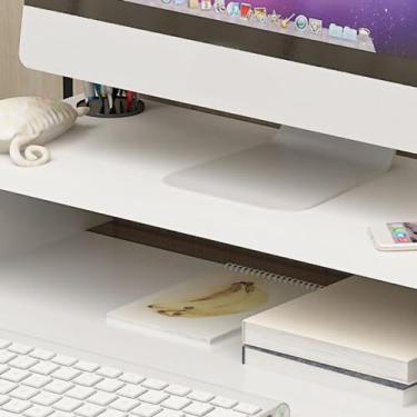 Imagem de Phefop Suporte de Monitor Riser, Placa Artificial, Design Ergonômico para Computador Com Armazenamento Extra para Organização de Mesa e Postura Melhorada (Branco Quente)