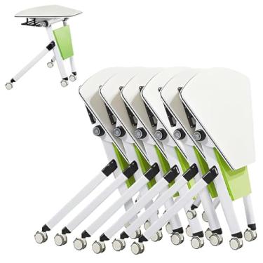 Imagem de SPXMQSS Mesa de conferência dobrável, mesa móvel dobrável para sala de conferências, mesa de reunião com rodas, mesas de reunião de emenda para salas de aula, escritórios, salas de conferência, 6
