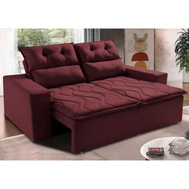 Imagem de Sofá 3 Lugares Retrátil e Reclinável 1,80m Cama inBox Smal. com bordado pantográfico Suede