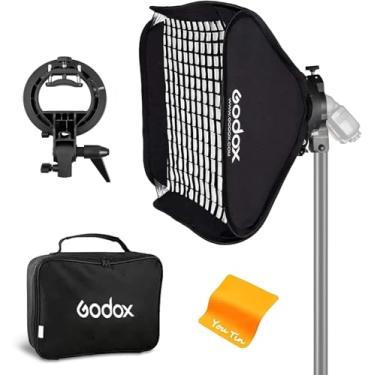 Imagem de Godox Modificador de luz suave Softbox 81 x 81 cm com grade, suporte de flash tipo S, suporte Bowens para fotografia de flash de estúdio GODOX AD200Pro V860II V860III TT685II TT600 TT350