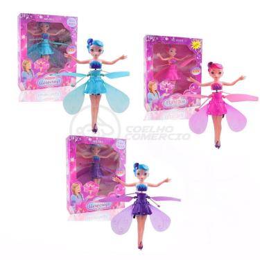 Imagem de Boneco Princesa Aerocraft Fada Voadora Roxo 19Cm C/ Luz