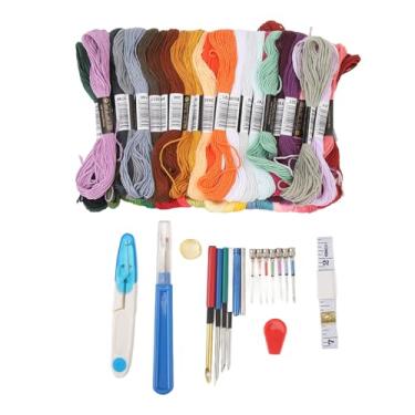 Imagem de Kits de bordado com agulha perfurada Kit de costura de linha DIY requintado multiuso com pacotes de linha de 50 cores para iniciantes, adultos, entusiastas de artesanato, material