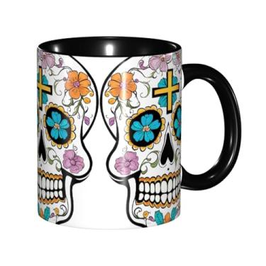 Imagem de Zeraoke Caneca de café criativa com estampa de caveira, personalizada, presente para família, tamanho de 325 ml, unissex