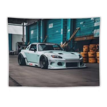 Imagem de HouLaiZhe Tapeçaria de carro branco modificado Jdm carro S2000 pendurar na parede quarto decoração de casa tapeçarias estética piquenique decoração de parede arte de parede para dormitório sala de