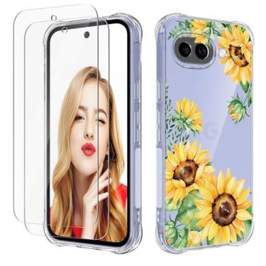 Imagem de FollmeAir Capa para Google Pixel 10A, com 2 peças protetoras de tela, capa macia de borracha de TPU flexível e fina com absorção de choque para Pixel 10A (girassol/amarelo, Google Pixel 10A)