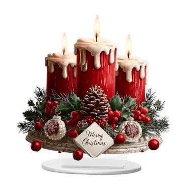 Imagem de Fenteer Placa de acrílico plana 2D para mesa, decoração natalina atraente, enfeite para lareira, sala de estar e festas de fim de ano, Style a