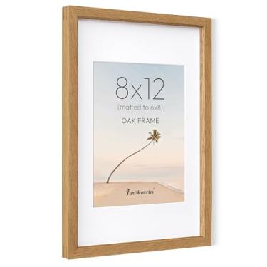 Imagem de Fun Memories Moldura para foto de 20 x 30 cm, moldura de madeira de carvalho maciça natural com vidro temperado HD, moldura de madeira simples moderna de 20 x 30 cm, fosco para fotos de 15 x 20 cm