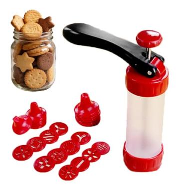 Imagem de Máquina de Fazer Biscoitos,Máquina de Fazer Cookies,Tipo Prensa Manual,Fácil e Sem Esforço de Operar com 12 Moldes Decorativos e 10 Bicos de Confeitar para Faça Você Mesmo em Casa