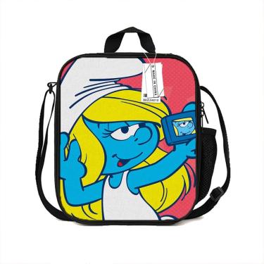 Imagem de Lancheira Smurfse Anime Oxford Cloth 19x8x25cm reutilizável