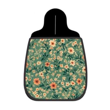 Imagem de Lixeira De Carro Organizador Floral Laranja Rosado Miúdo Fundo Verde Oliva