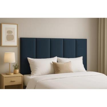 Imagem de Kit 20 Cabeceira em L Adesiva Estofada – 45x20 cm | Para Cama Solteiro, Casal, Queen e King | Tecido Suede, Espuma de Alta Densidade(AZUL,17)