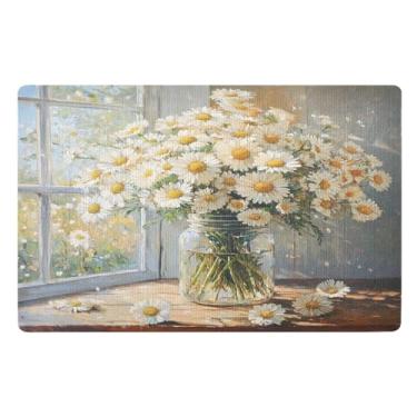Imagem de Qilmy Lindo buquê de flores capachos para ambientes externos 81 x 50 cm, tapete de boas-vindas interno, tapetes de banho fofos, capacho frontal antiderrapante para entrada, pátio, áreas de alto