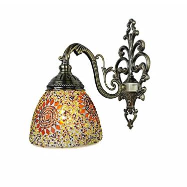 Imagem de Arandela de parede marroquina mediterrânea com mosaico turco, luminária de parede boêmia para cabeceira, ideal para sala de estar, quarto, corredor, varanda, café ou bar.