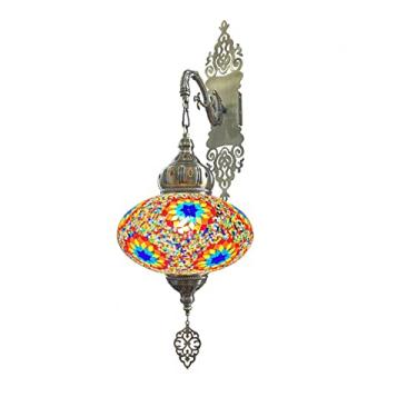 Imagem de (7 cores) Arandela de parede turca em mosaico, grande, em vidro marroquino, para sala de estar, quarto, corredor, varanda, café ou bar.