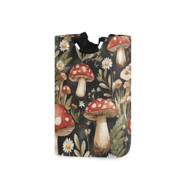 Imagem de CEBUGI Cesto de lavanderia em aquarela, cogumelos, cesto de roupa suja dobrável para roupas, quarto, banheiro, dormitório