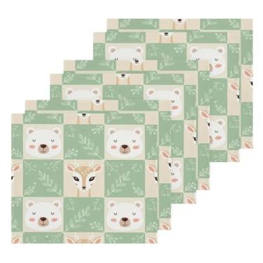 Imagem de Burbuja Bear Deer Toalhas de algodão pacote com 6, toalhas de rosto altamente macias e absorventes para banheiro, mão, cozinha, academia, limpeza, 30 x 30 cm
