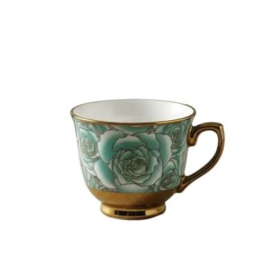 Imagem de Xícara de café kit com 12 peças de Cerâmica e porcelana kit xicaras com pires(verde floral)