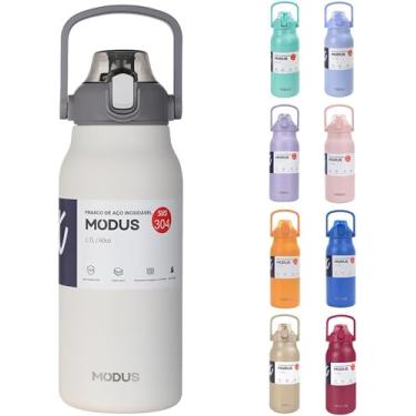 Imagem de Garrafa Térmica De Viagem Inox 1700ml Água Com Canudo (branco)