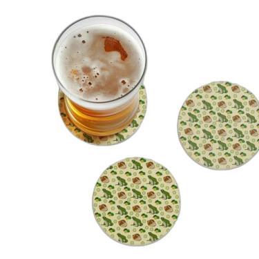 Imagem de Porta Copos Personalizados Com Ilustração De Caracóis Rãs E Frutas - Tamanho 9x9 cm