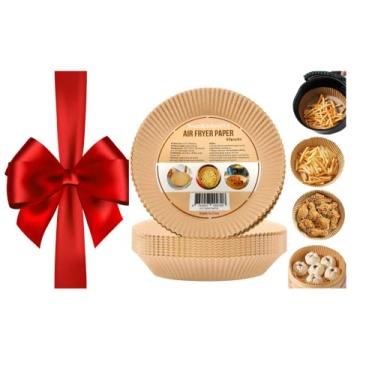 Imagem de Forros de papel Air Fryer descartáveis: 100 peças, 50 peças, folhas redondas de pergaminho de inserção de forno airfryer à prova de gordura e água, forros antiaderentes para assar e cozinhar (100)