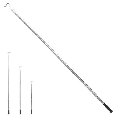 Imagem de Alcance do poste de armário com gancho, 172 cm, design modular de 4 seções permite montagem gratuita, gancho de roupas resistente para lugares altos, venezianas e teto