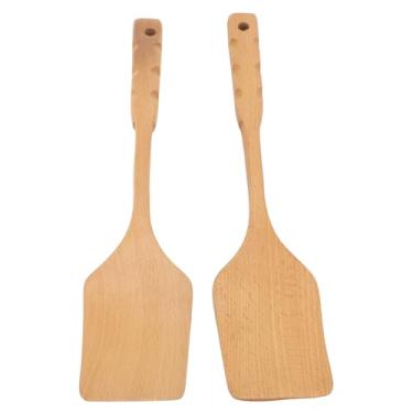 Imagem de KUIDAMOS Espátula de Cozinha de Madeira Durável Antiaderente Pan Turner para Presente de Cozinha Ideal para Mães Madeira de Bétula 2 Peças para Inaugurações de Casa ou Natal