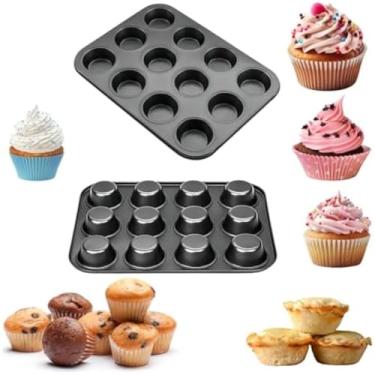 Imagem de Forma para assar bolinhos em forno, formato circular, antiaderente, facilita limpeza, excelente, facil