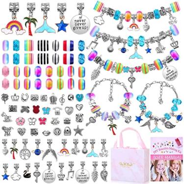 Imagem de ZJchao Kit de Fabricação de Pulseiras, Kit de Fabricação de Joias DIY Com Miçangas Coloridas e Pingentes para Meninas, Pulseiras de Corrente de Cobra Ajustáveis (4)